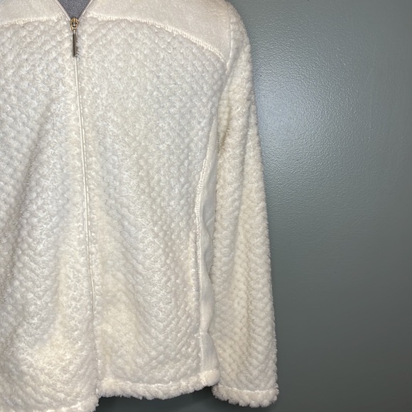 Jason Maxwell Plush Zip Up White Jacket Size L - Picture 3 of 6